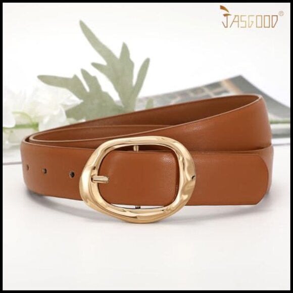 Faux Leather Fashion Belt with Gold Buckle for Jeans main image 4
